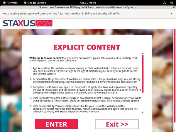 New Staxus Password